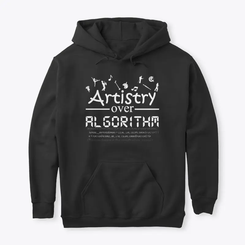 Artistry over algorithm (white font)